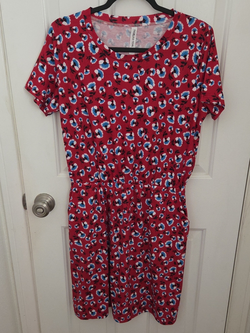 Kids Red Floral Print Short Sleeve Dress